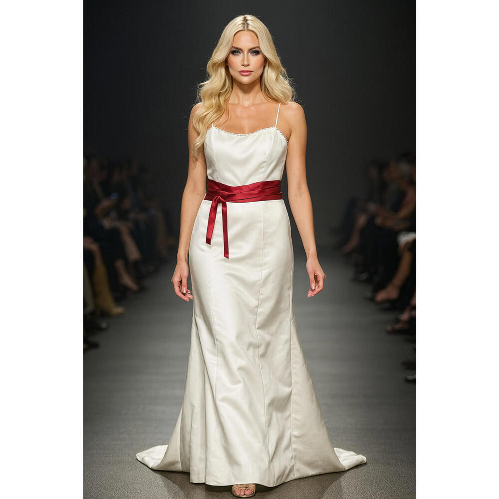 Vintage Symphony Bridal Simply Elegant Strapless Gown with Ribbon sz M NWT IVORY